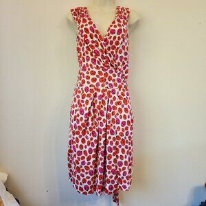 Diane Von Furstenberg Red White Silk Celosa Ladybug Wrap Midi Dress Women 10 The